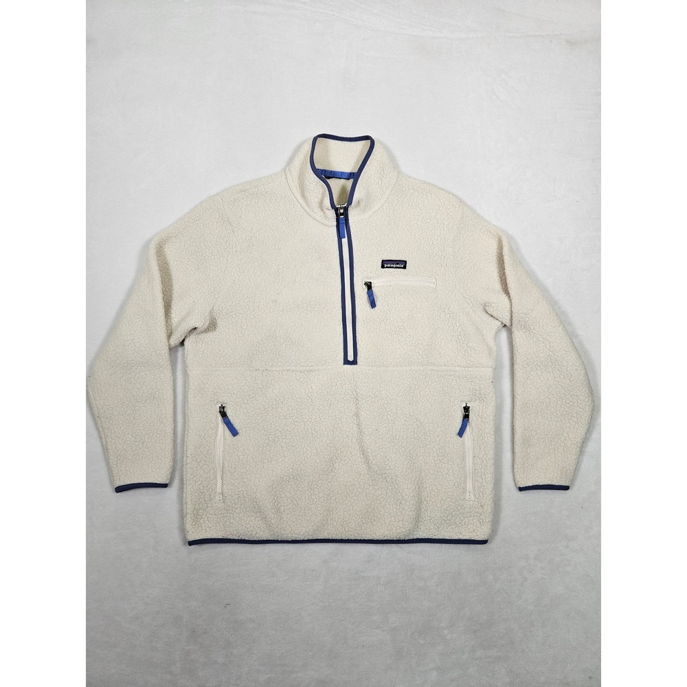 Patagonia Retro Pile Fleece Pullover Mens XL Natural Cream 22835 Quarter Zip